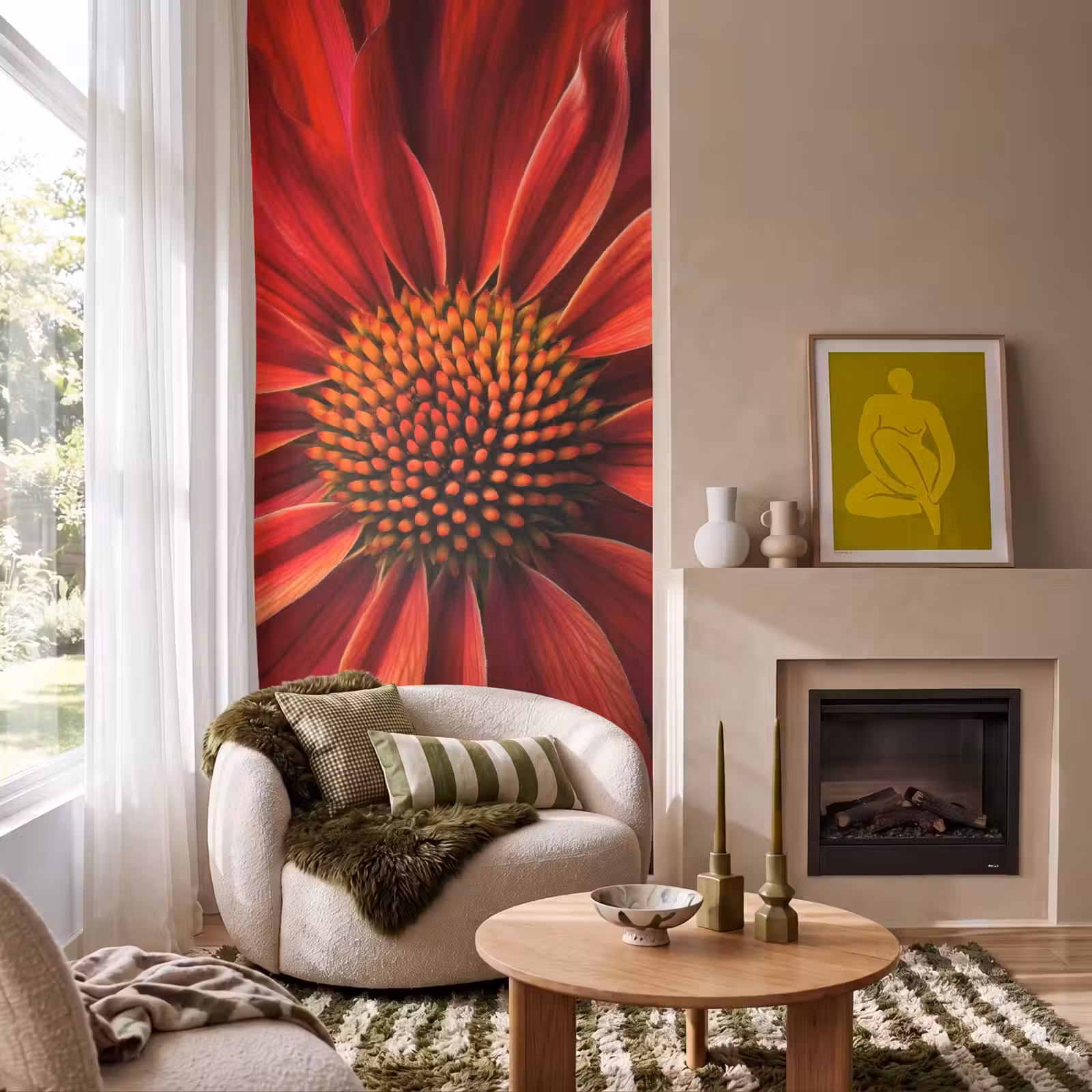 Behang - Close up - Bloem- Rood — 1