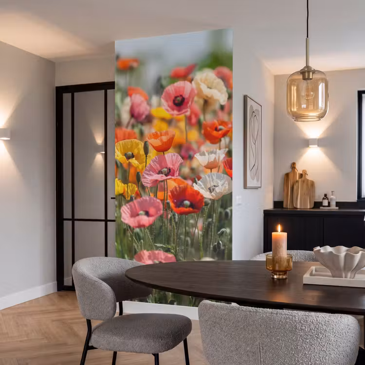 Behang - Bloemenveld - Klaprozen - Kleurrijk — 5
