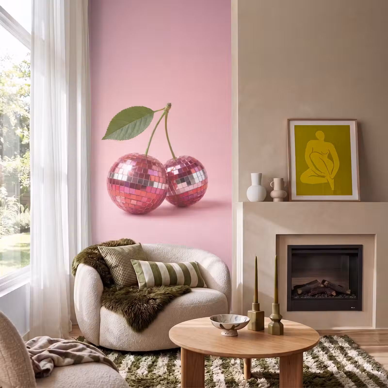 Behang - Disco - Kersen - Roze — 1