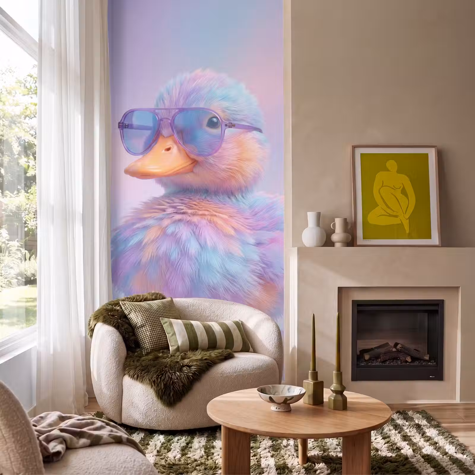 Behang - Eend - bril - Pastel — 1