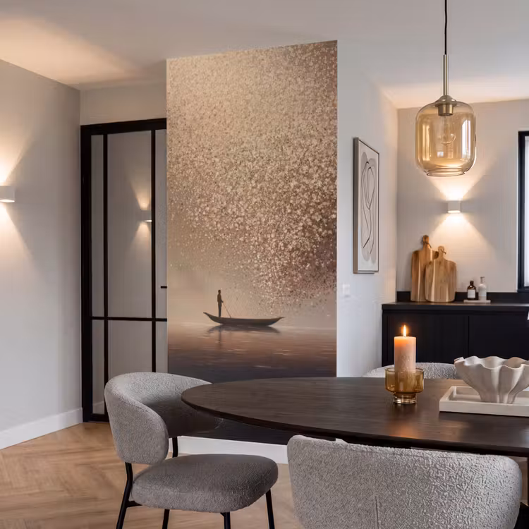 Behang - Bootje - Blaadjes - Goud - Water — 5
