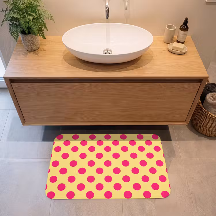 Badmat - Roze - Stippen - Geel — 2