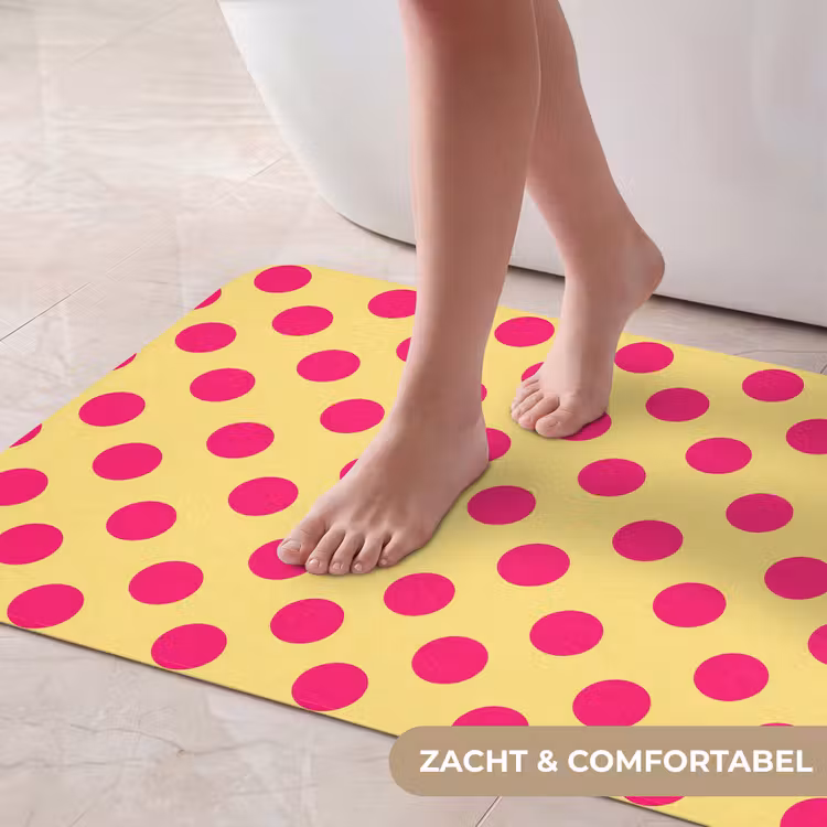 Badmat - Roze - Stippen - Geel — 5