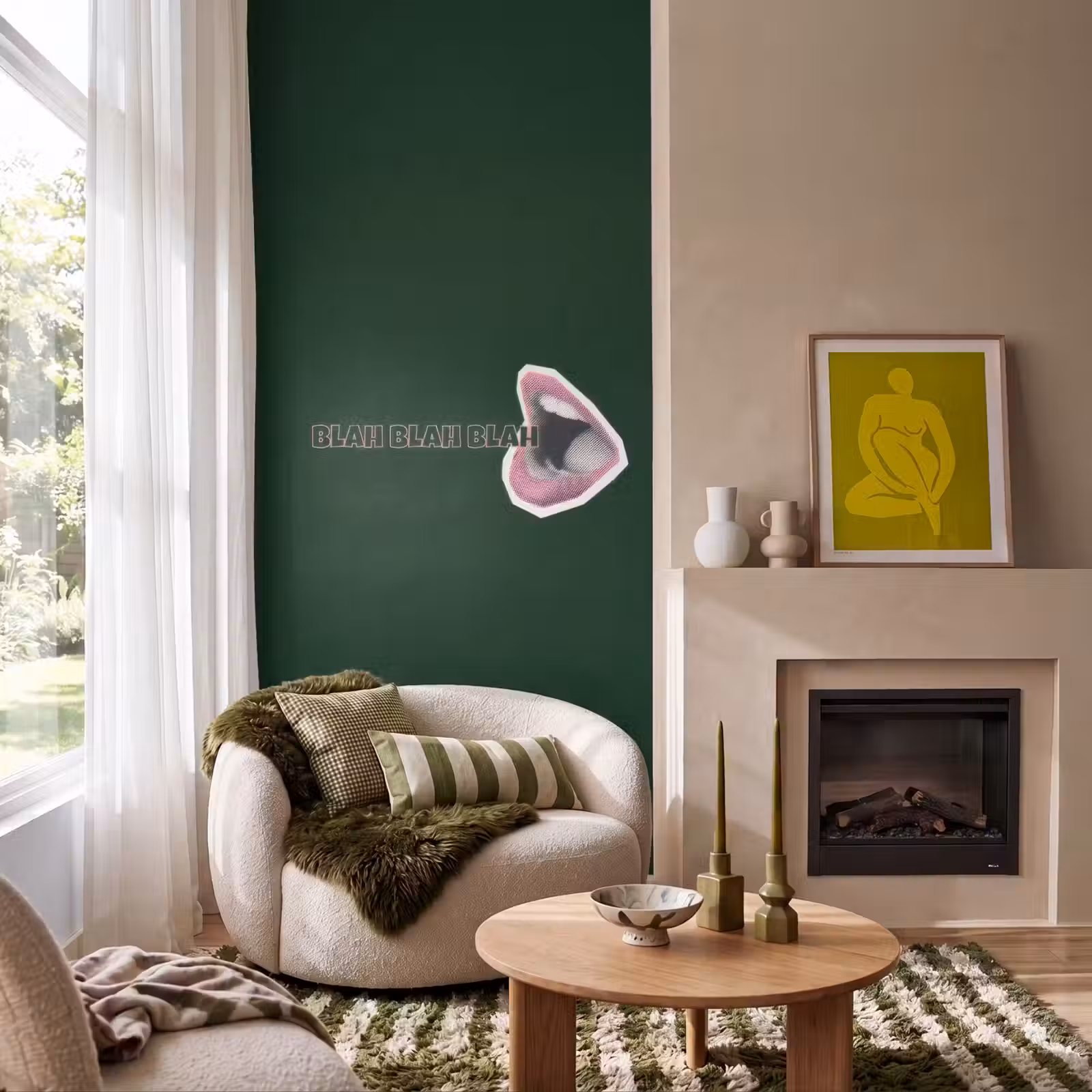 Behang - BLAH BLAH BLAH - Mond - Groen — 1