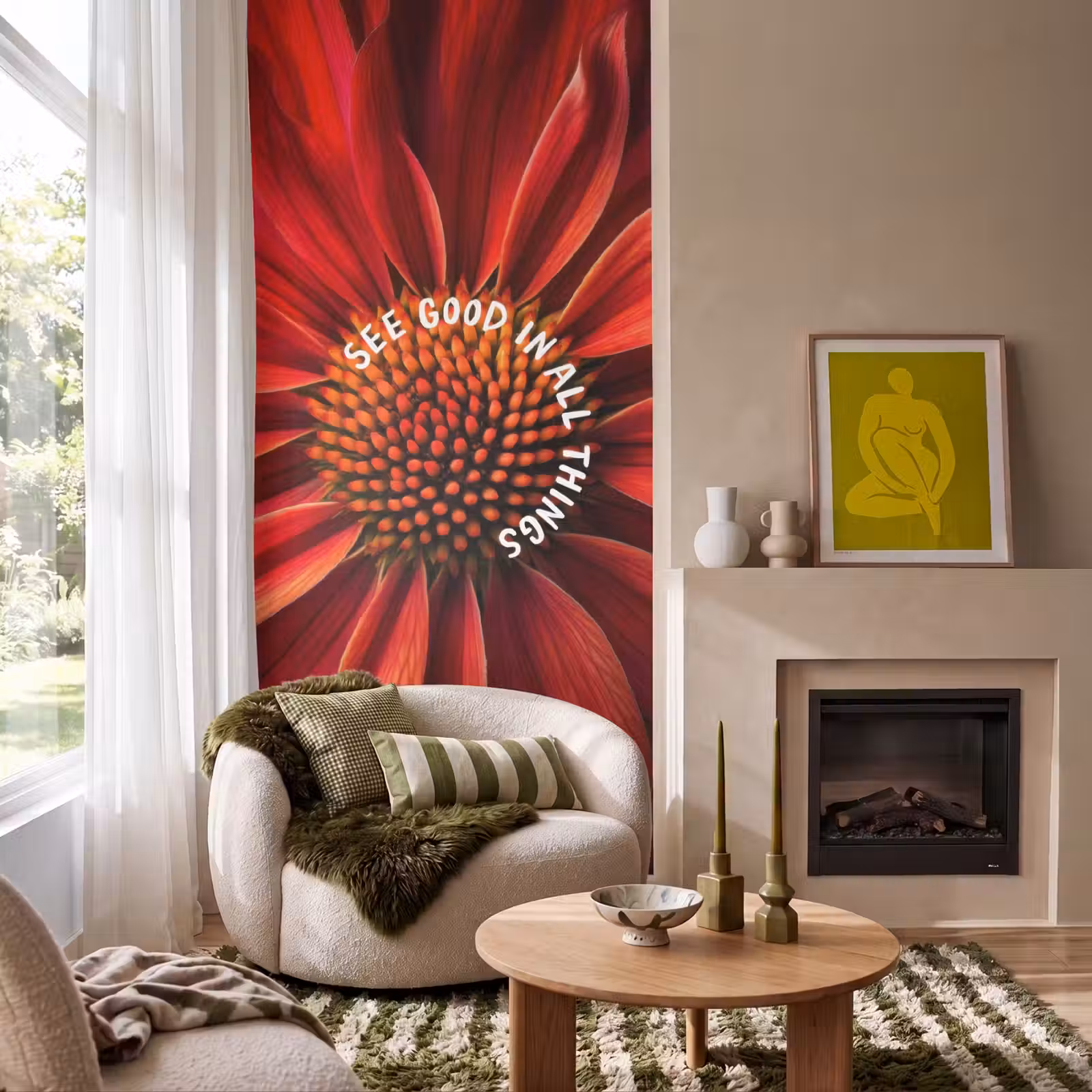Behang - Close up - Bloem - Quote - Rood — 1