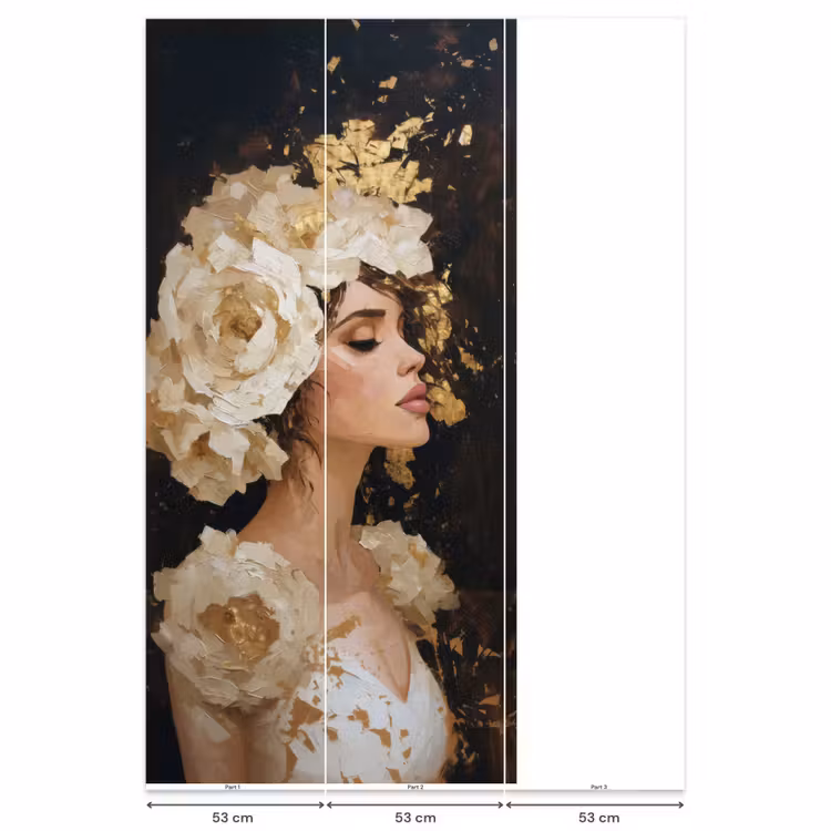 Behang - Abstract - Vrouw - Bloemen - Wit — 6