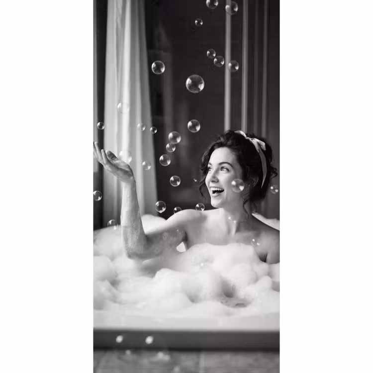 Behang - Bad - Bubbels - Zwart - Wit — 2