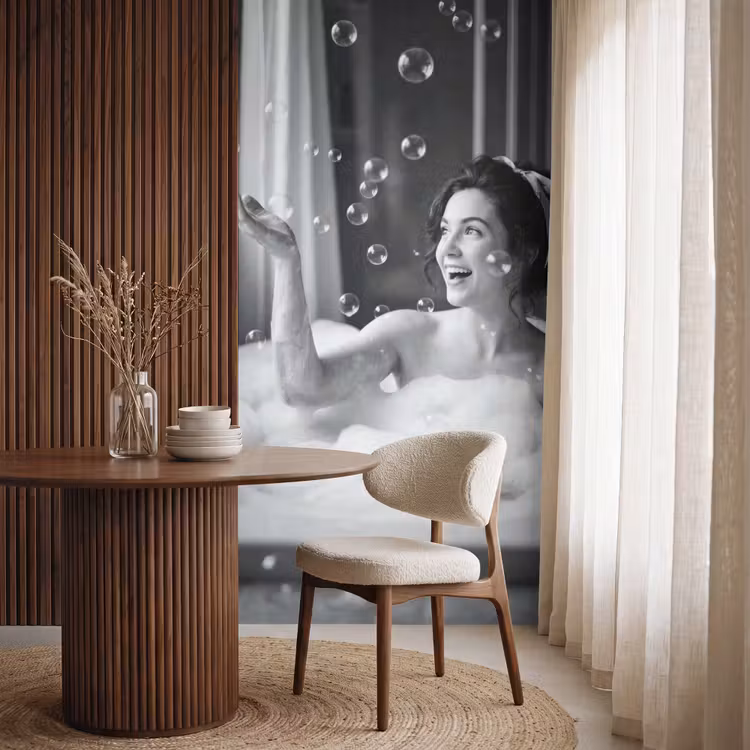 Behang - Bad - Bubbels - Zwart - Wit — 4