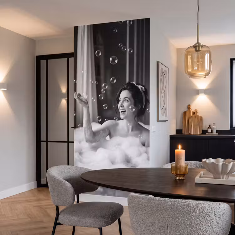 Behang - Bad - Bubbels - Zwart - Wit — 5