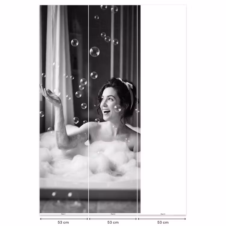 Behang - Bad - Bubbels - Zwart - Wit — 6