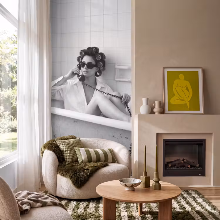 Behang - Bad - Vrouw - Zwart - Wit — 1