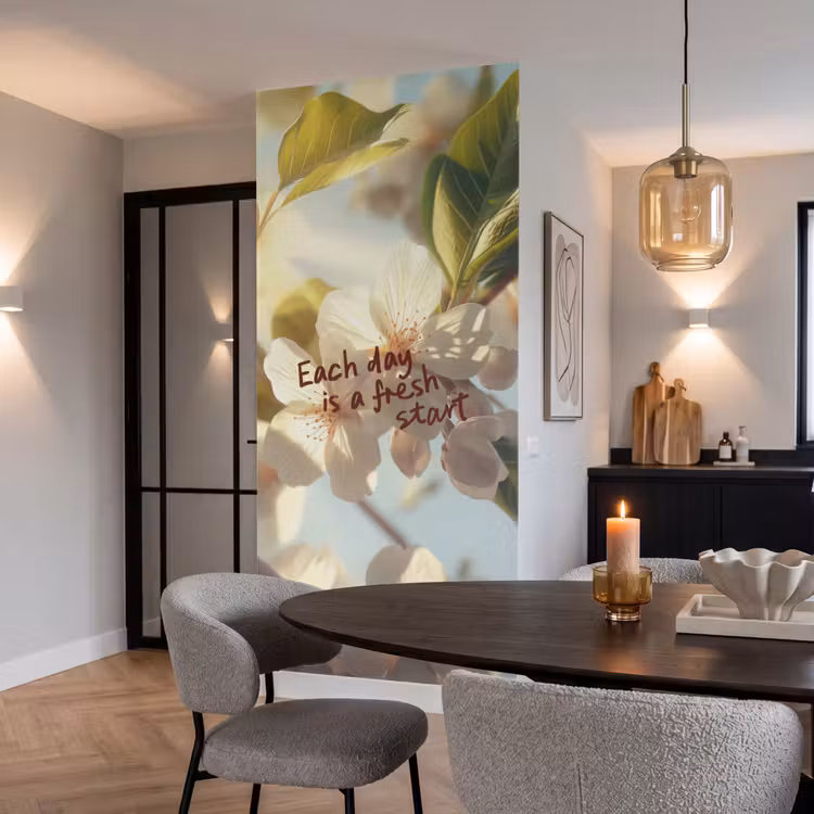Behang - Bloesems - Zonlicht - Quote - Wit — 5
