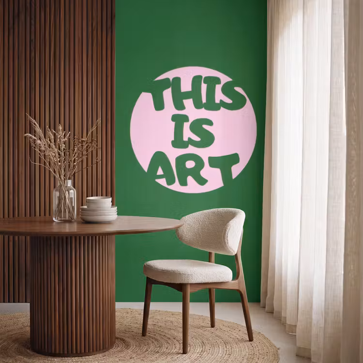 Behang - Cirkel - Roze - Tekst - Art — 4