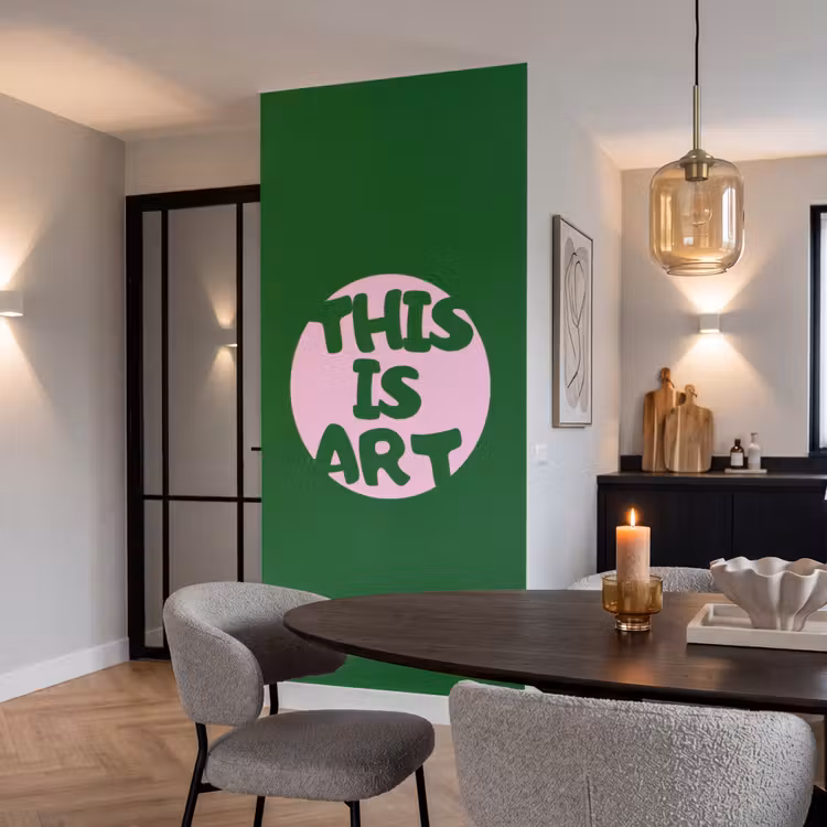 Behang - Cirkel - Roze - Tekst - Art — 5