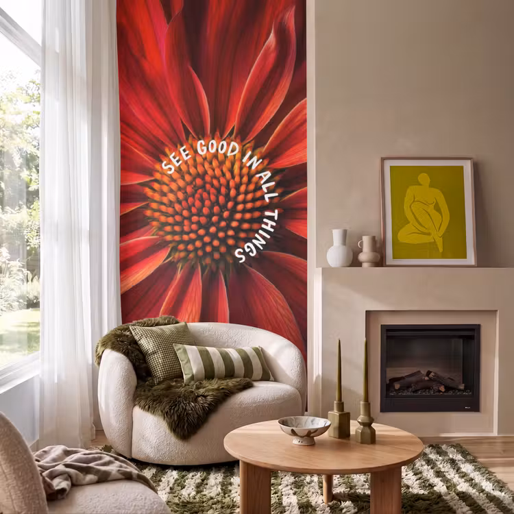 Behang - Close up - Bloem - Quote - Rood — 1