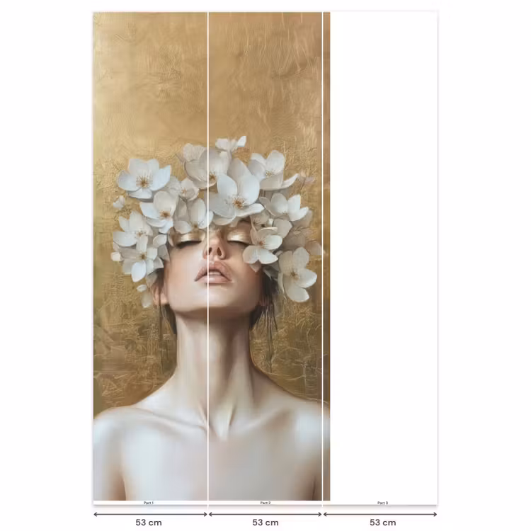 Behang - Gezicht - Bloemen - Goud - Abstract — 6