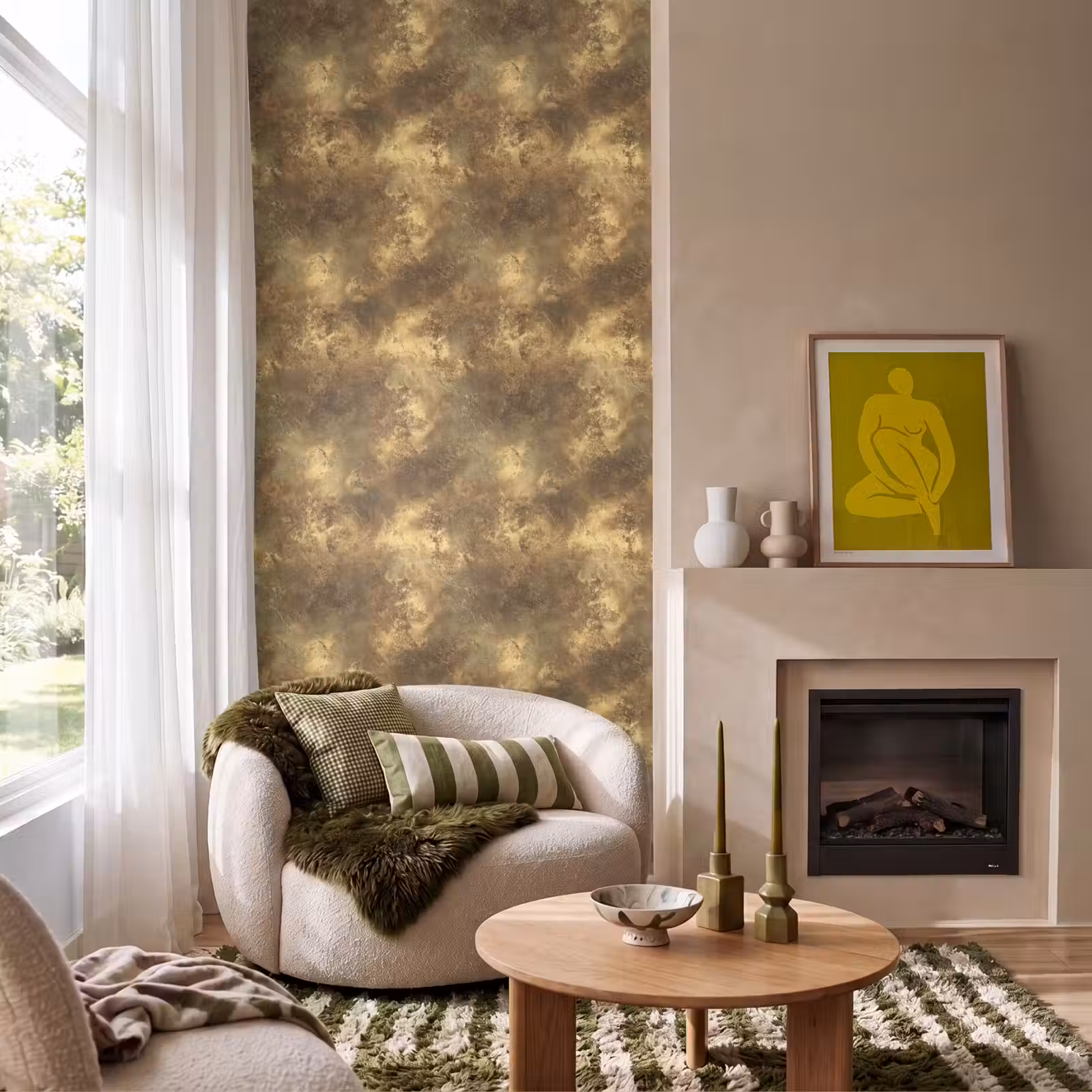 Behang - Antiek - Metaallook - Goud — 1