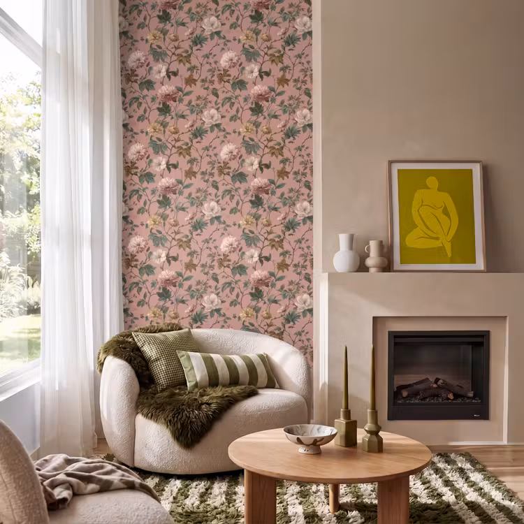Behang - Bloemen - Klassiek - Roze — 1
