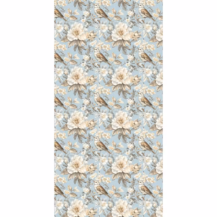Behang - Botanisch - Zangvogel - Blauw — 2