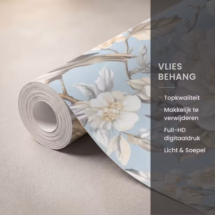 Behang - Botanisch - Zangvogel - Blauw — 3