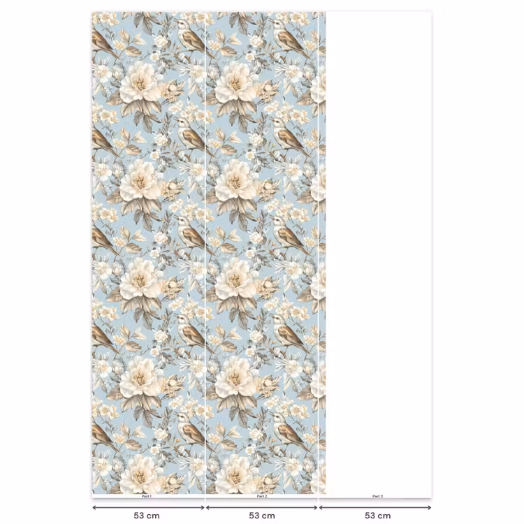 Behang - Botanisch - Zangvogel - Blauw — 6