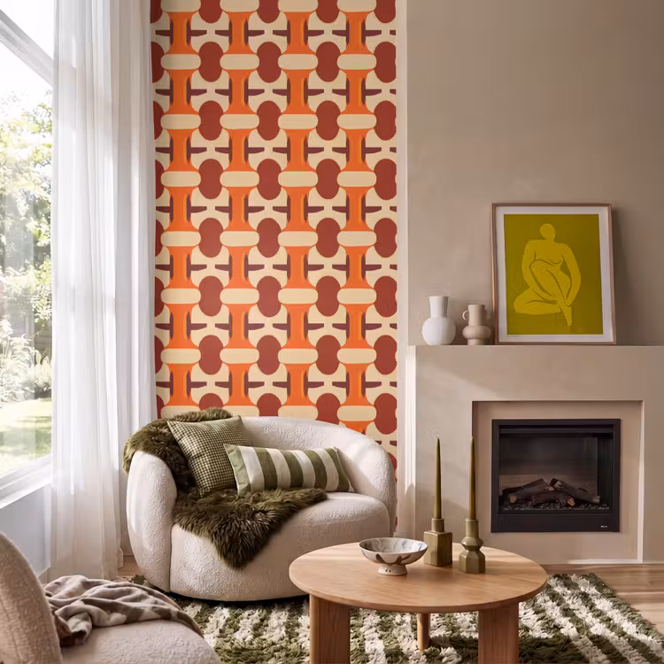 Behang - Geometrisch - Retro - Oranje — 1
