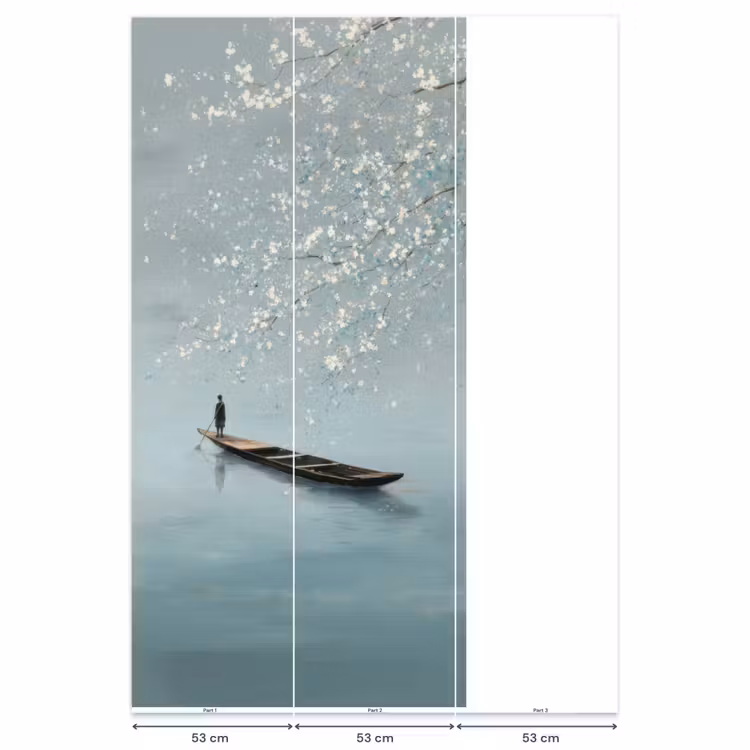 Behang - Bloesems - Minimalistisch - Wateroppervlak - Boot — 6