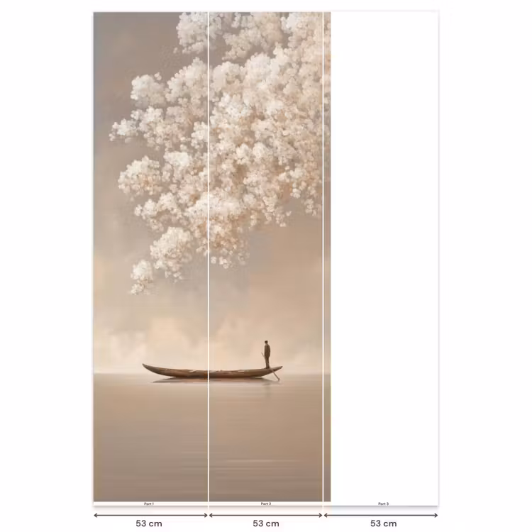 Behang - Bloesems - Wit - Boot - Minimalistisch — 6