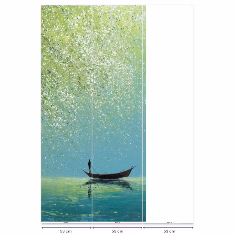 Behang - Bootje - Water - Bladeren - Bloesems — 6