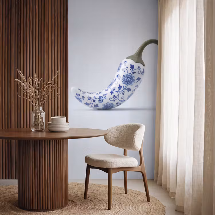 Behang - Chilipeper - Keramiek - Blauw — 4