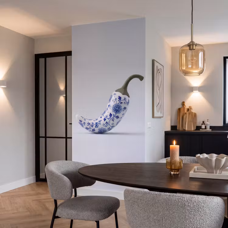 Behang - Chilipeper - Keramiek - Blauw — 5