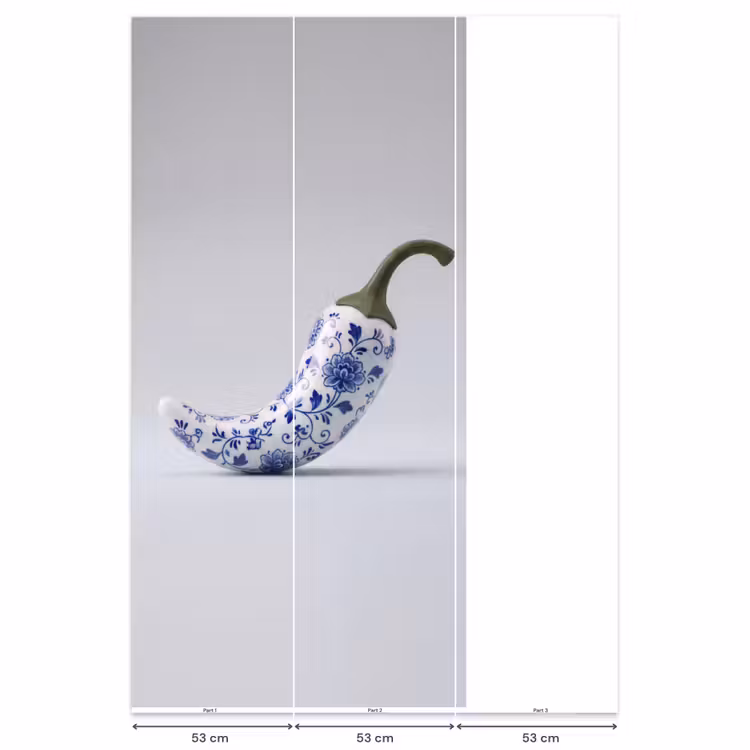 Behang - Chilipeper - Keramiek - Blauw — 6