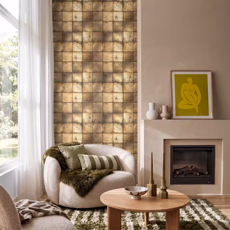 Behang - Geometrisch - Tegels - Goud — 1