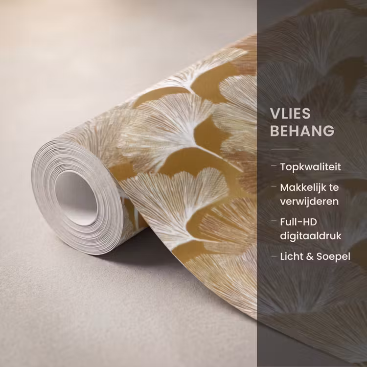 Behang - Ginkgo - Bladeren - Goud — 3