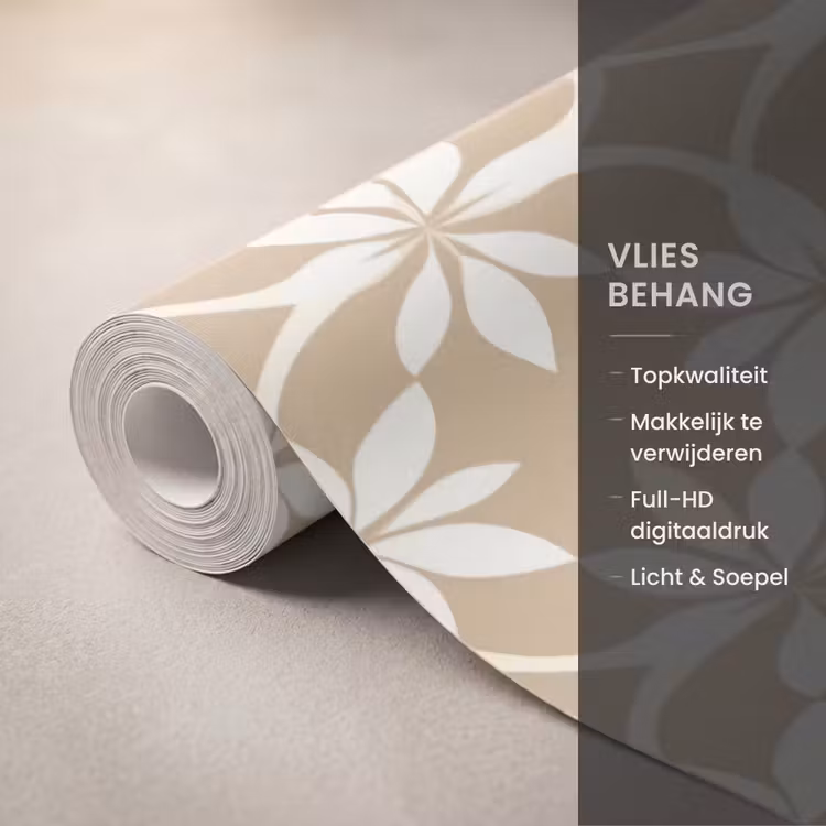 Behang - Bloemen - Patroon - Beige — 3