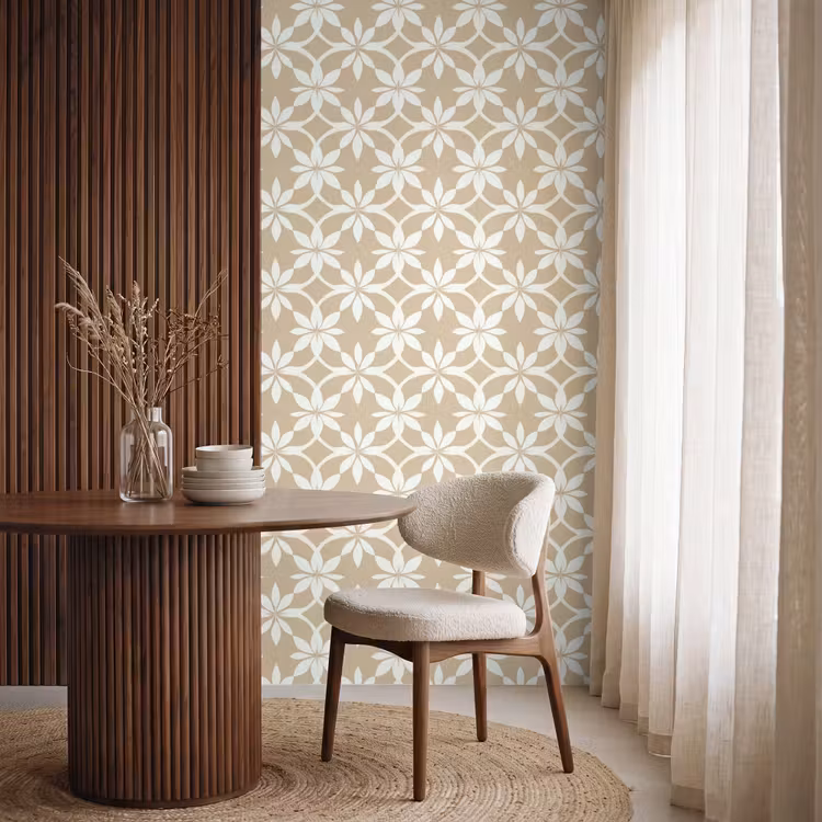Behang - Bloemen - Patroon - Beige — 4