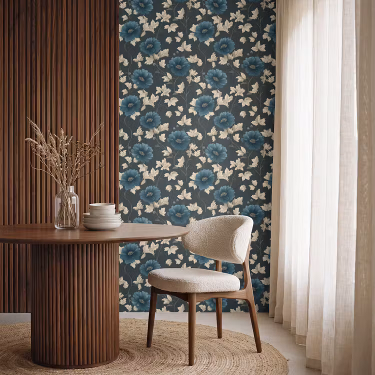Behang - Botanisch - Bloemen - Blauw — 4