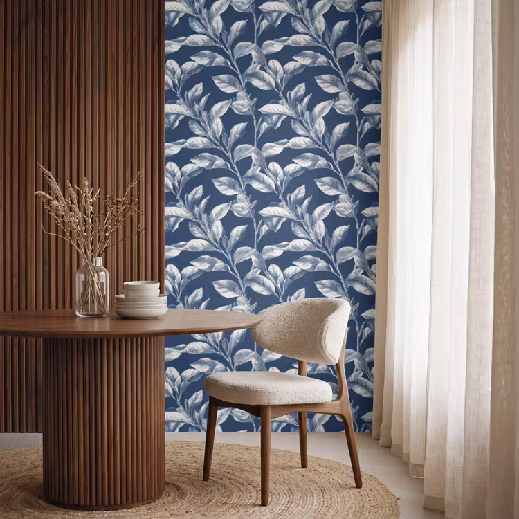 Behang - Botanisch - Patroon - Blauw — 4
