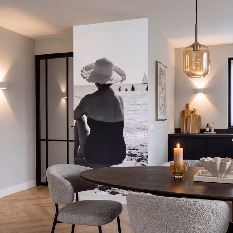 Behang - Frauen - Sonnenhut - Strand - Schwarz - Weiß — 5