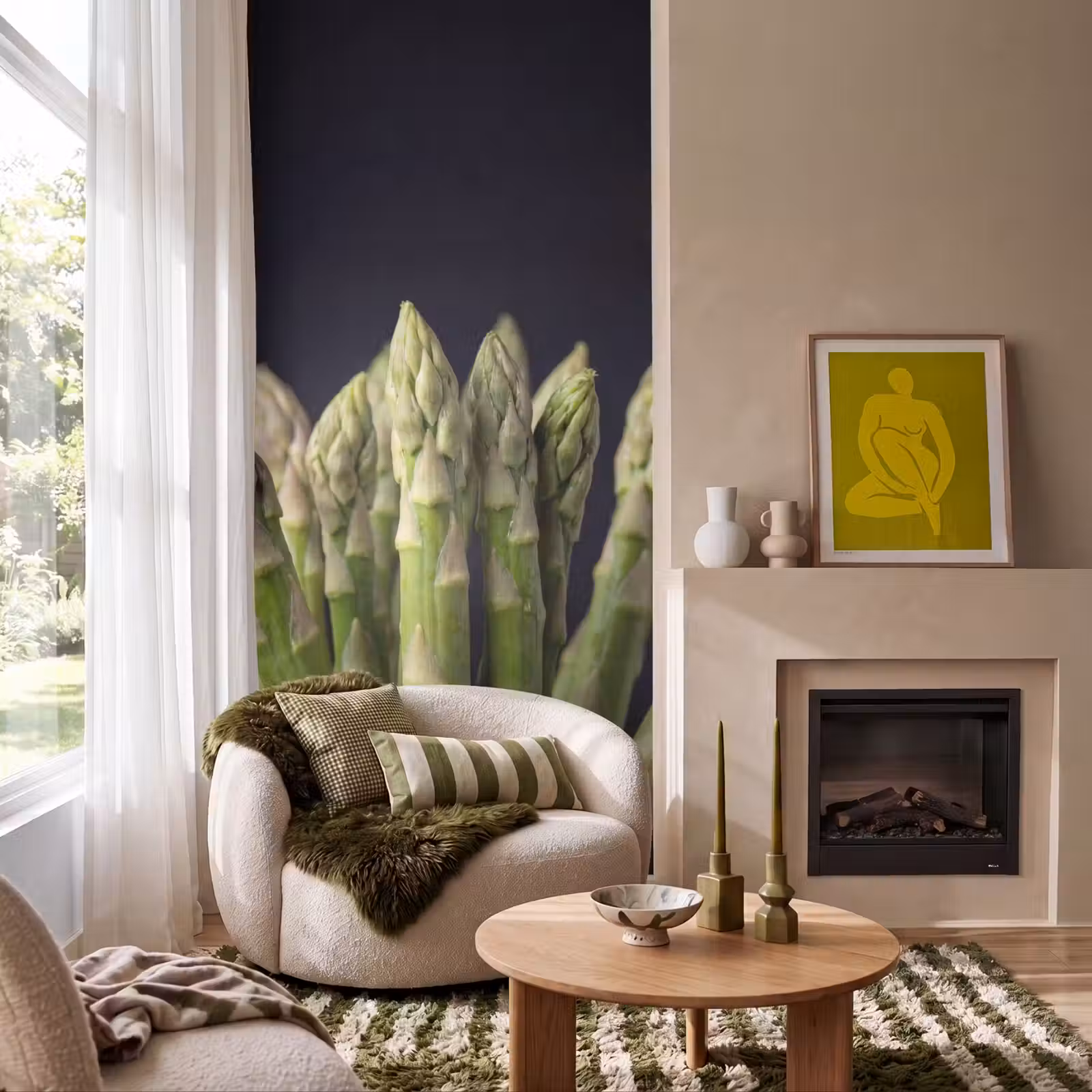 Behang - Asperges - Groen - Zwart — 1