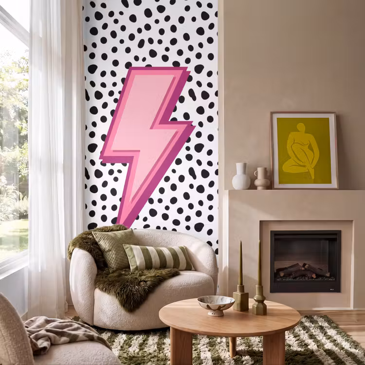 Behang - Bliksem - Roze - Stippen — 1
