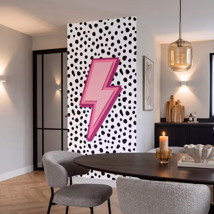 Behang - Bliksem - Roze - Stippen — 5