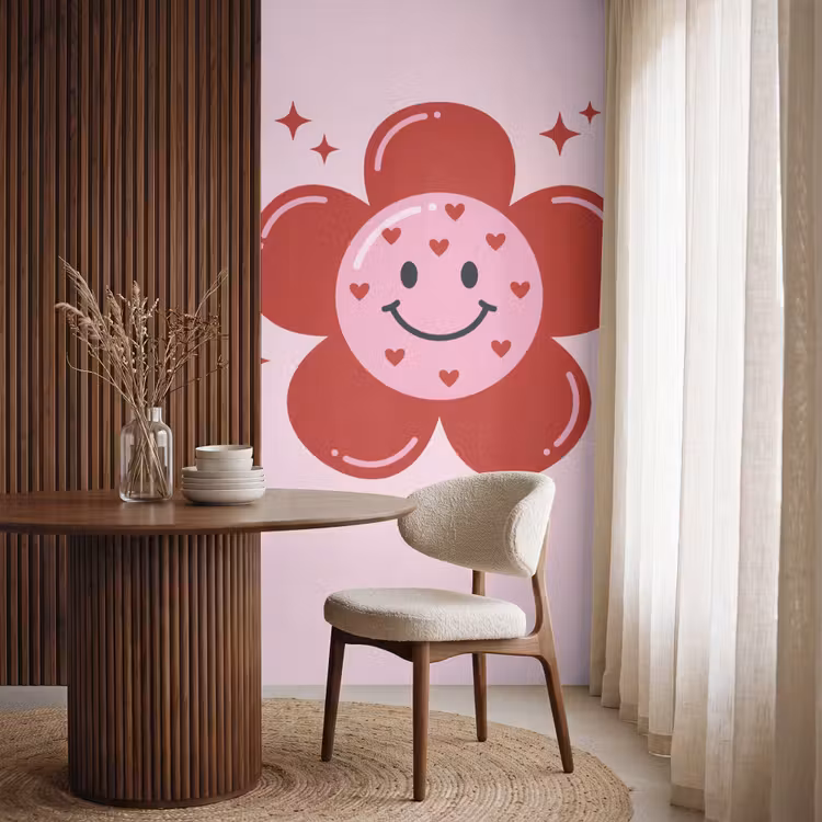 Behang - Bloem - Roze - Hartjes — 4