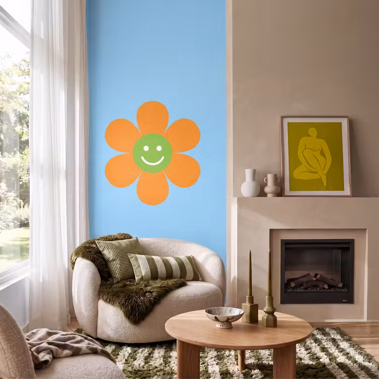 Behang - Bloem - Smiley - Kleurrijk — 1