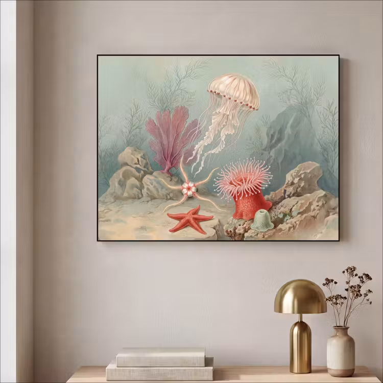 Art Frame - Zeeleven - Kwal - Onderwater - Illustratie - Beige — 3