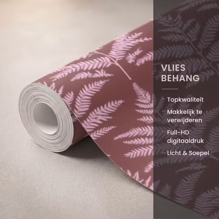 Behang - Blad - Patroon - Paars — 3