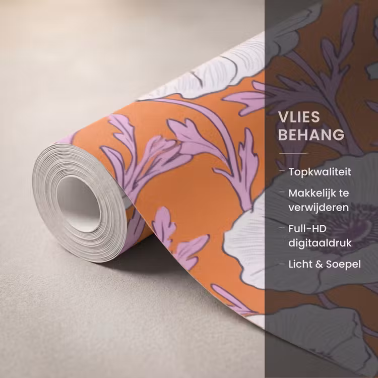 Behang - Bloemen - Grafisch - Oranje — 3