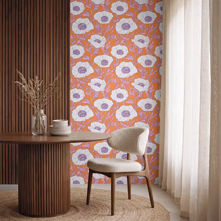 Behang - Bloemen - Grafisch - Oranje — 4
