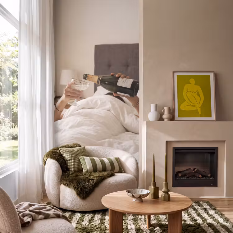 Behang - Champagne - Bed - Bubbels — 1