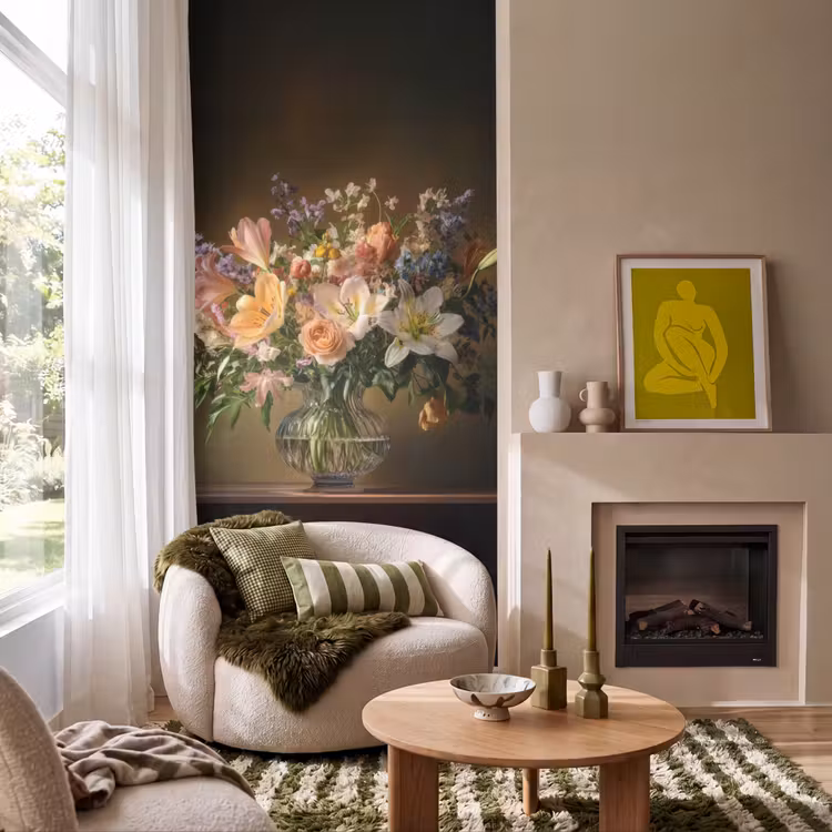 Behang - Glazen - Bloemen - Boeket - Kleuren — 1